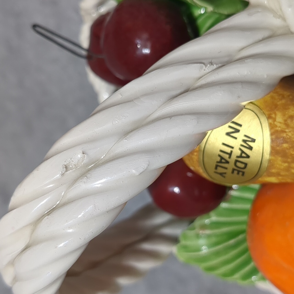 ITALIAN MAJOLICA CERAMIC WOVEN FRUIT BASKET BOWL Unmarked CENTREPIECE 5" - Picture 6 of 10